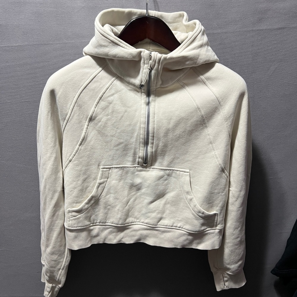 Lululemon Scuba Oversized Half Zip Hoodie White Opal LW3DM4S M/L